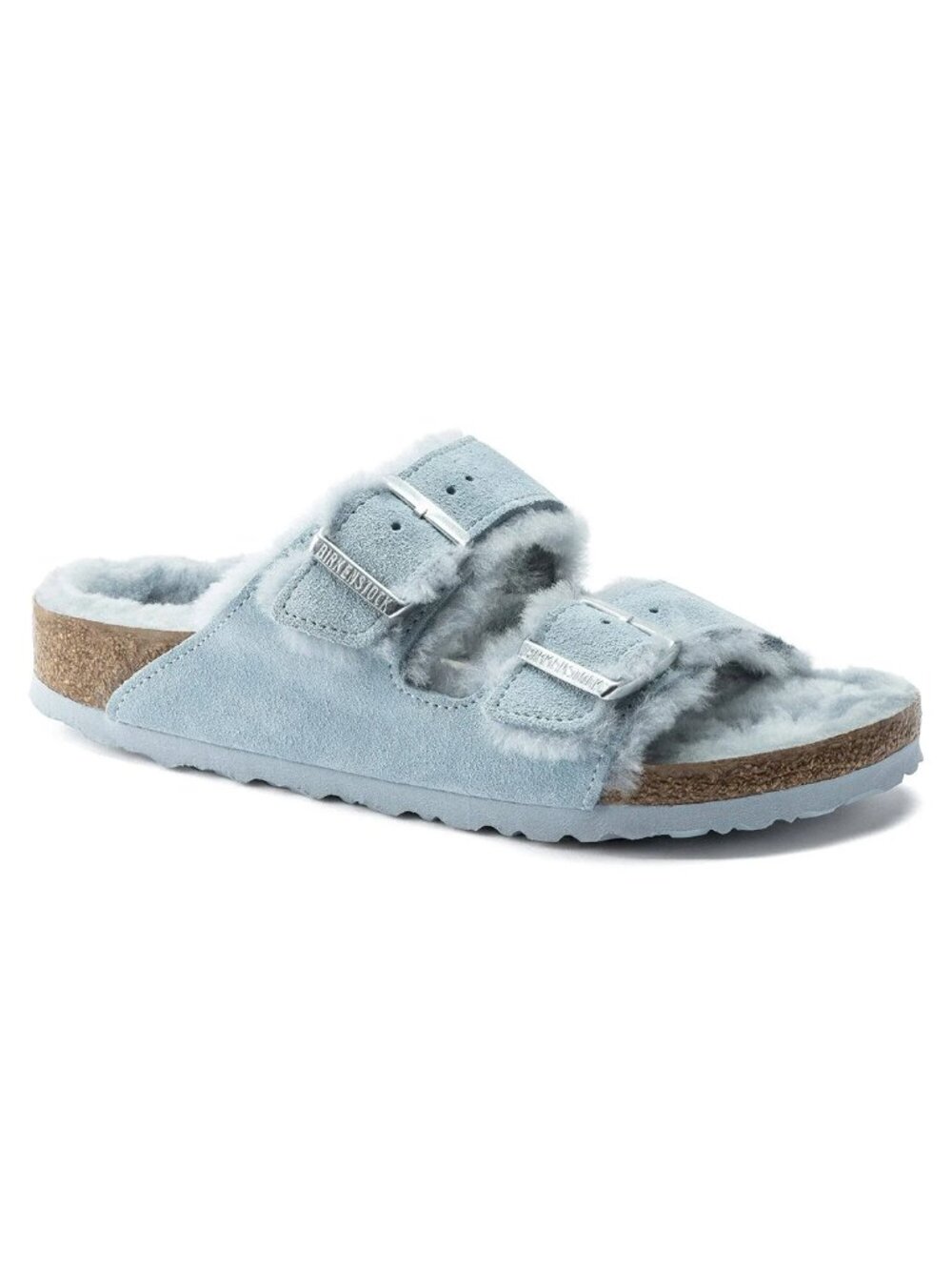 Birkenstock Arizona Shearling Suede Leather Light Blue - Size 37 - Picture 5 of 10